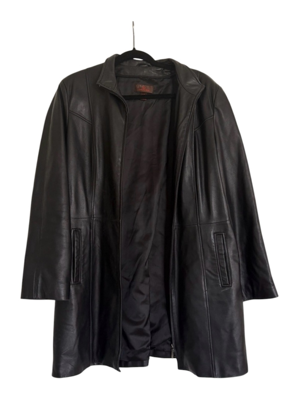 Danier Ladies Black Leather Zip-Front Coat